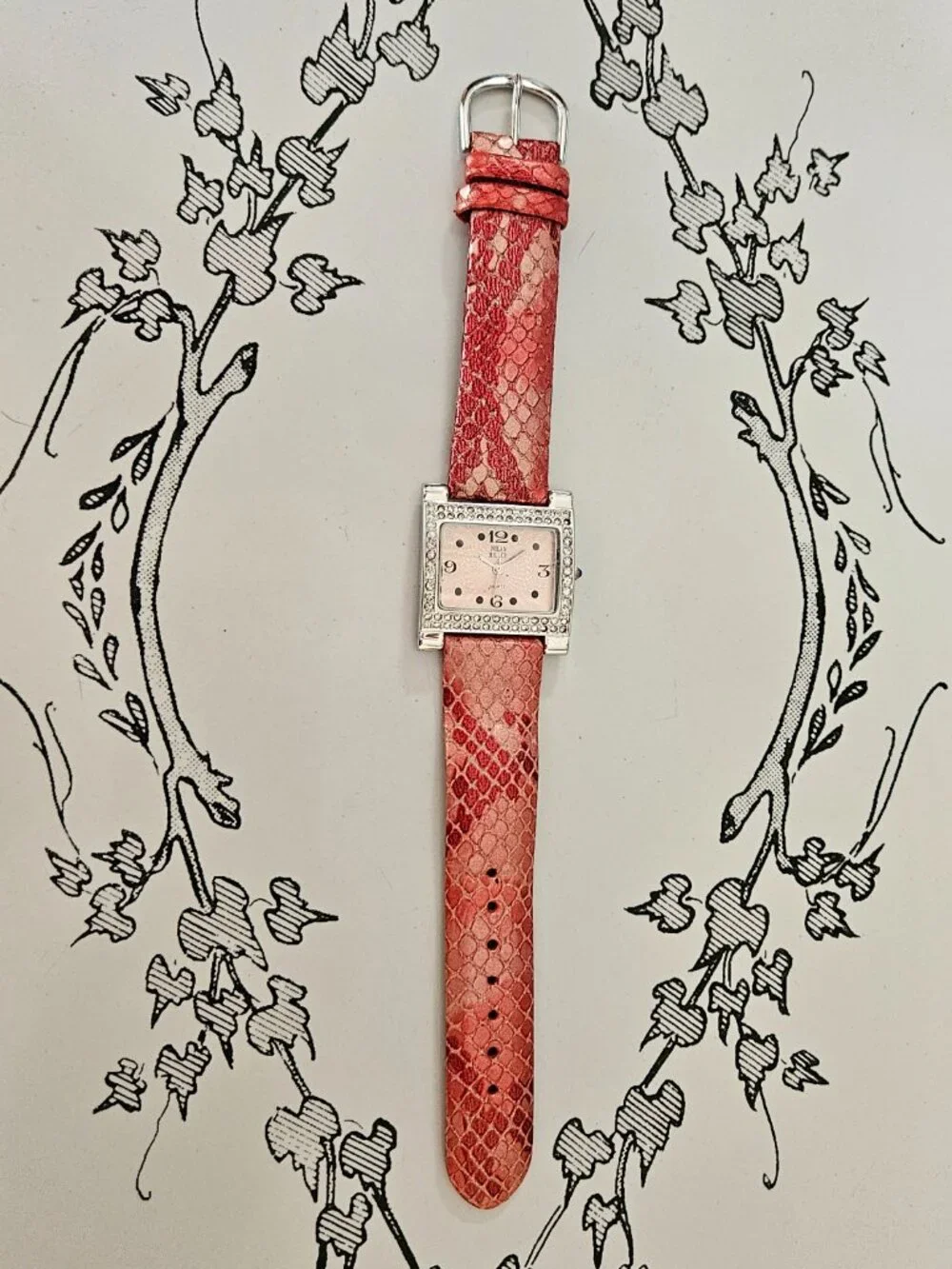 Vintage Nolan Miller Glamour Collection Ladies Rhinestone Watch w/Case New Bat